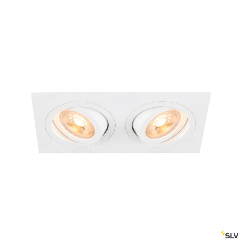 SLV 1008509 NEW TRIA® 155, recessed ceiling light, square, 2 x GU10, two-lamp, white
