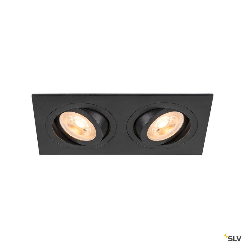 SLV 1008510 NEW TRIA® 155, recessed ceiling light, square, 2 x GU10, two-lamp, black