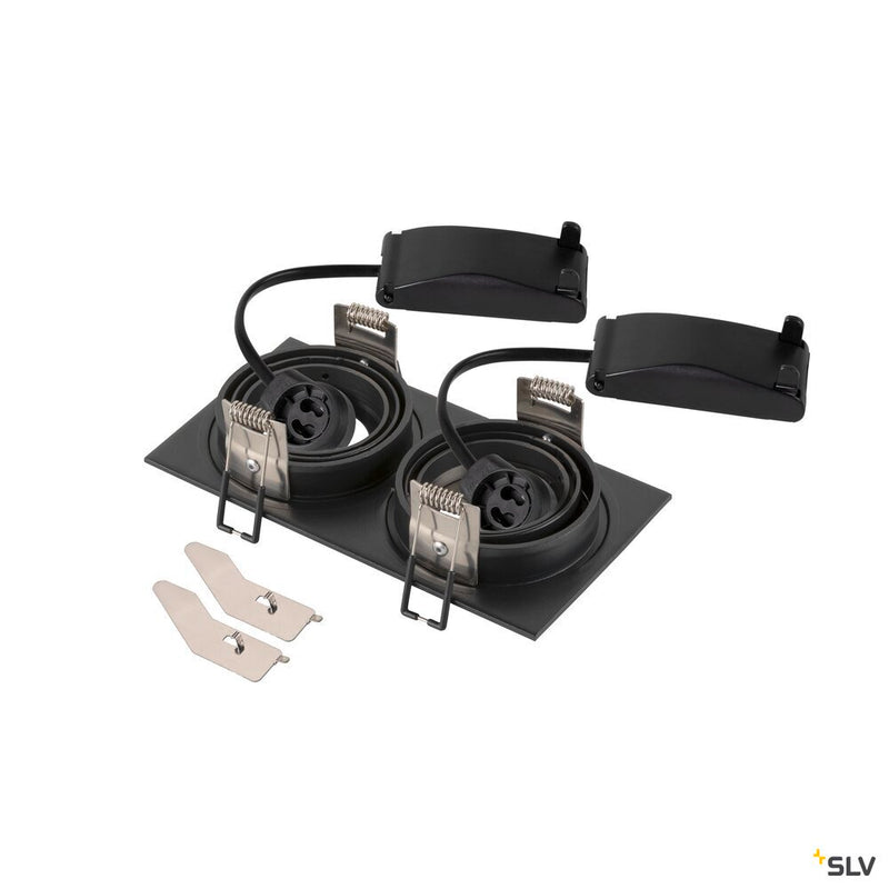 SLV 1008510 NEW TRIA® 155, recessed ceiling light, square, 2 x GU10, two-lamp, black