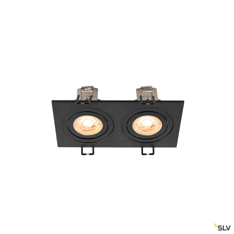 SLV 1008510 NEW TRIA® 155, recessed ceiling light, square, 2 x GU10, two-lamp, black
