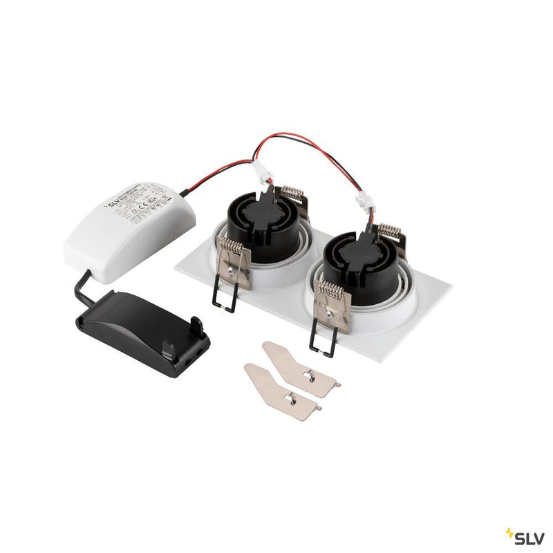 SLV 1008513 NEW TRIA® 155, recessed ceiling light, square, 3000 K, two-lamp, PHASE, 38°, white