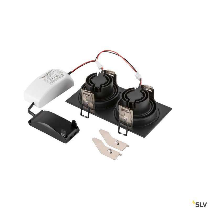 SLV 1008514 NEW TRIA® 155, recessed ceiling light, square, 3000 K, two-lamp, PHASE, 38°, black