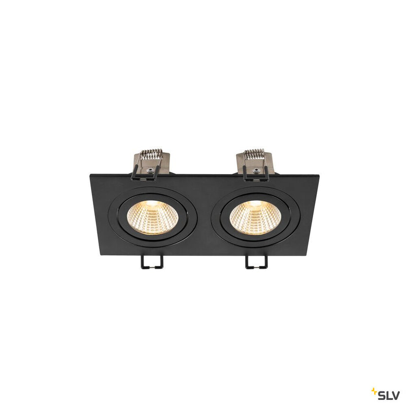 SLV 1008514 NEW TRIA® 155, recessed ceiling light, square, 3000 K, two-lamp, PHASE, 38°, black