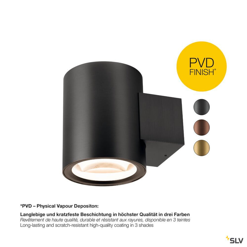 SLV 1008612 OCULUS, wall-mounted light, round, 2000-3000 K, 15 W, dim-to-warm, PHASE, 100°, dark bronze
