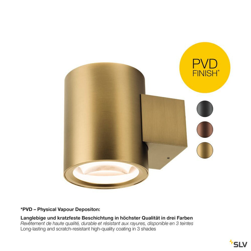 SLV 1008613 OCULUS, wall-mounted light, round, 2000-3000 K, 15 W, dim-to-warm, PHASE, 100°, brass