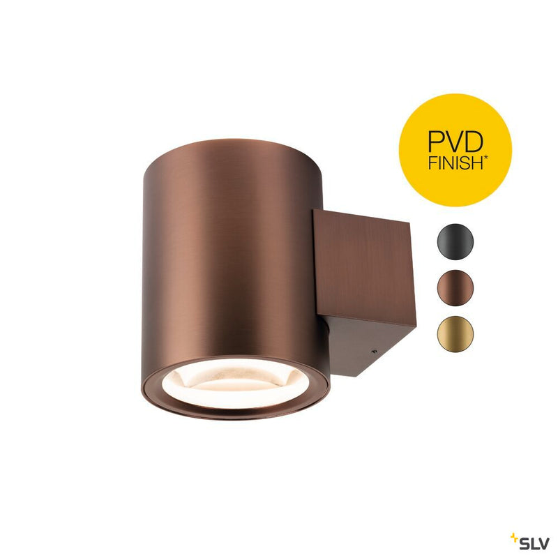 SLV 1008614 OCULUS, wall-mounted light, round, 2000-3000 K, 15 W, dim-to-warm, PHASE, 100°, dark copper