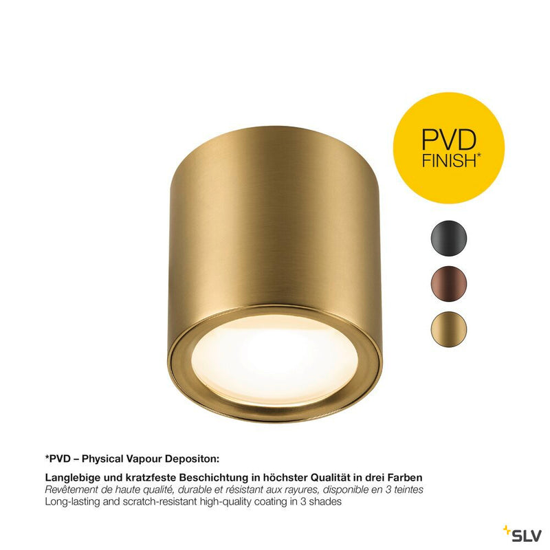 SLV 1008619 OCULUS, surface-mounted ceiling light, round, 2000-3000 K, 11 W, dim-to-warm, PHASE, 100°, brass