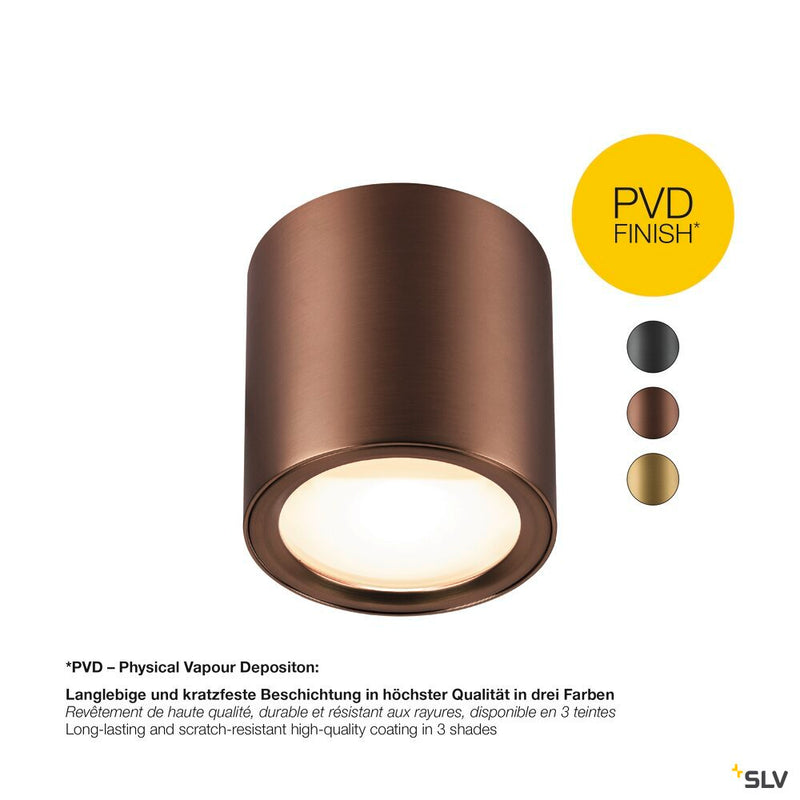 SLV 1008620 OCULUS, surface-mounted ceiling light, round, 2000-3000 K, 11 W, dim-to-warm, PHASE, 100°, dark copper