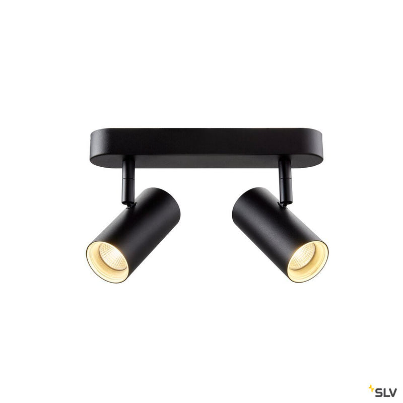 SLV 1008707 NOBLO®, wall and ceiling-mounted light, double, round, 2000-3000 K, 15 W, dim-to-warm, PHASE, 36°, black