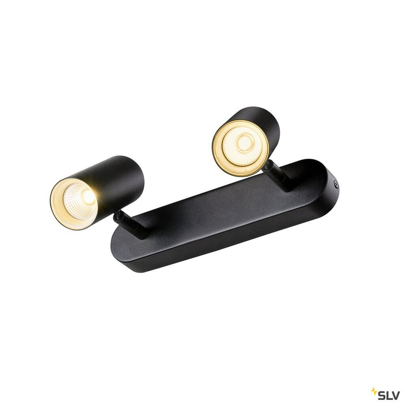 SLV 1008707 NOBLO®, wall and ceiling-mounted light, double, round, 2000-3000 K, 15 W, dim-to-warm, PHASE, 36°, black