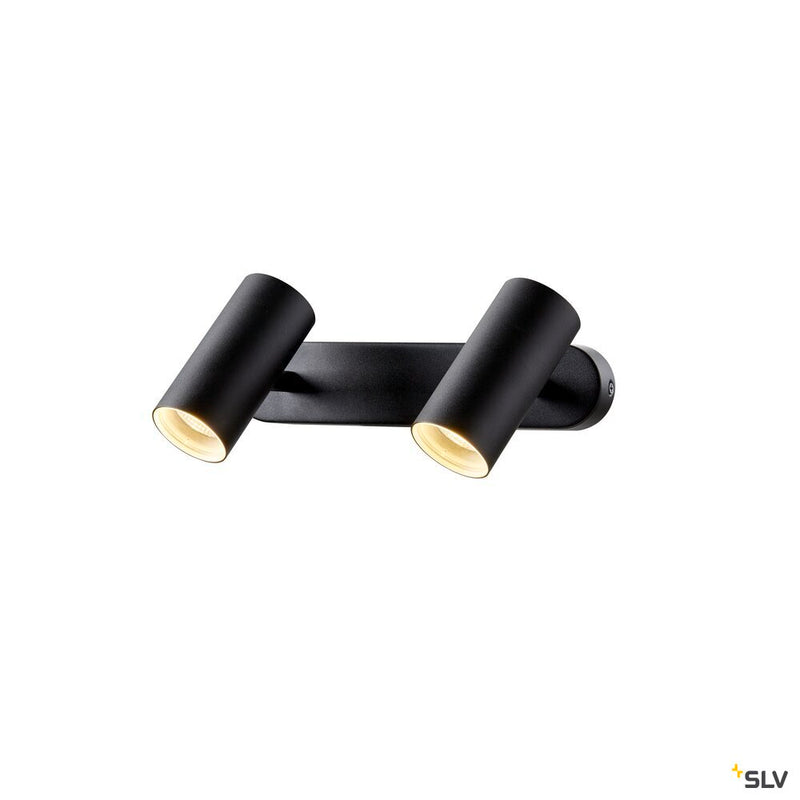 SLV 1008707 NOBLO®, wall and ceiling-mounted light, double, round, 2000-3000 K, 15 W, dim-to-warm, PHASE, 36°, black