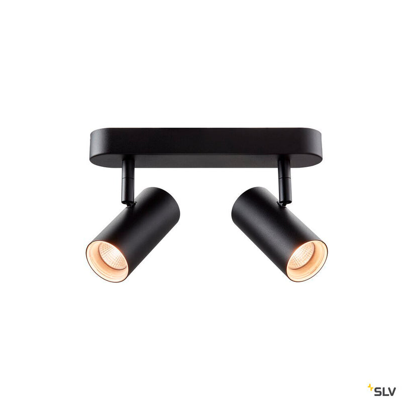 SLV 1008707 NOBLO®, wall and ceiling-mounted light, double, round, 2000-3000 K, 15 W, dim-to-warm, PHASE, 36°, black