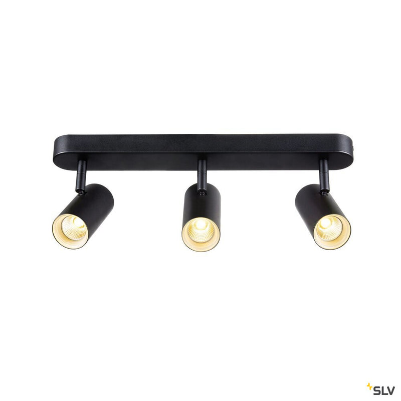 SLV 1008708 NOBLO®, wall and ceiling-mounted light, triple, round, 2000-3000 K, 22 W, dim-to-warm, PHASE, 36°, black