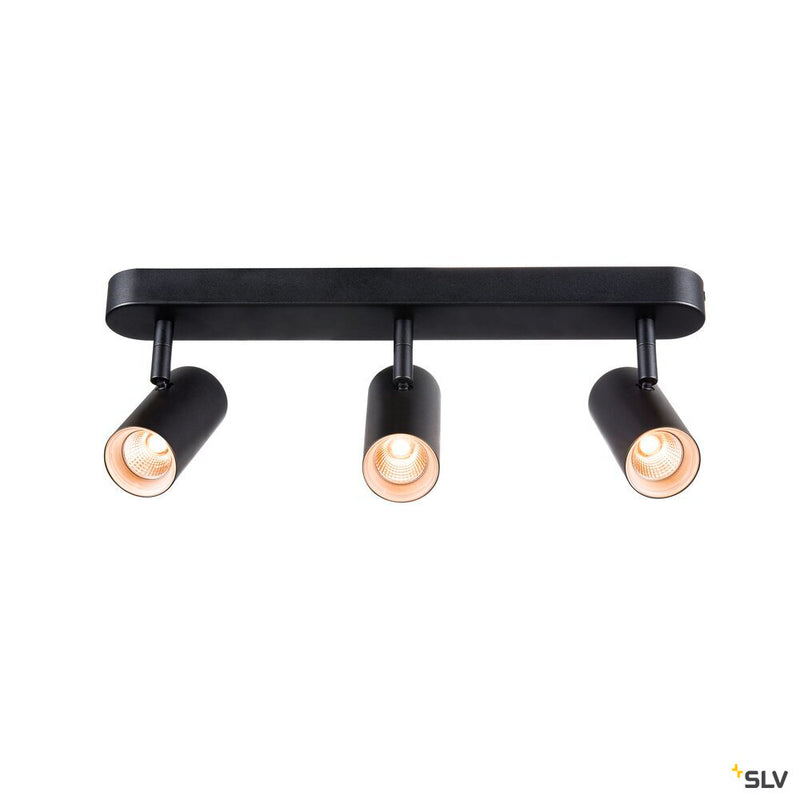 SLV 1008708 NOBLO®, wall and ceiling-mounted light, triple, round, 2000-3000 K, 22 W, dim-to-warm, PHASE, 36°, black