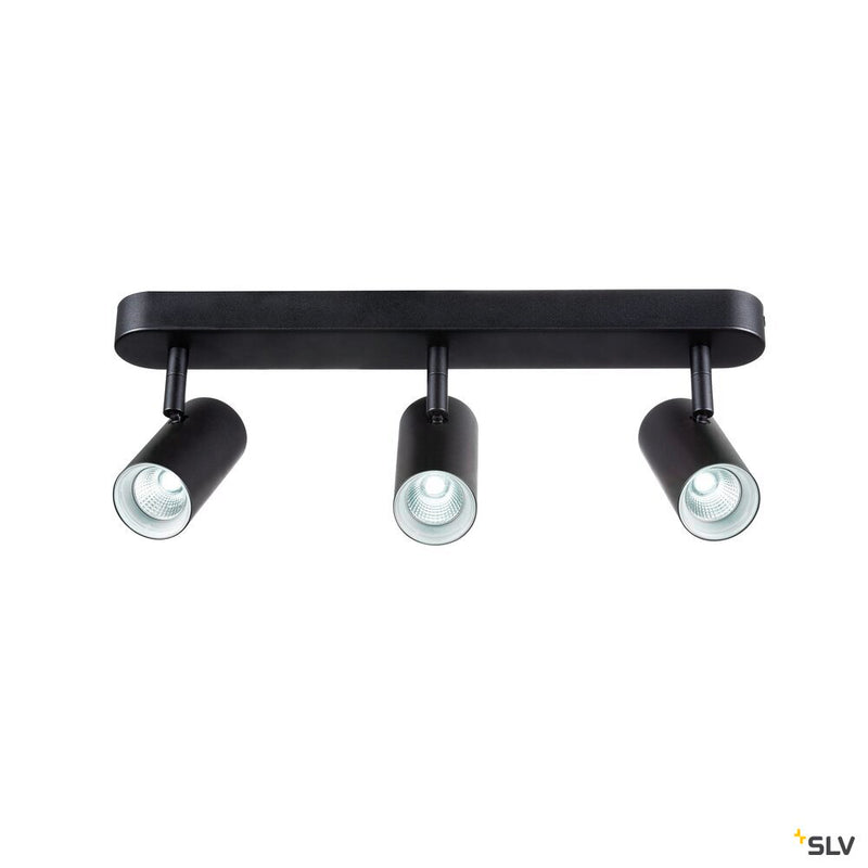 SLV 1008708 NOBLO®, wall and ceiling-mounted light, triple, round, 2000-3000 K, 22 W, dim-to-warm, PHASE, 36°, black