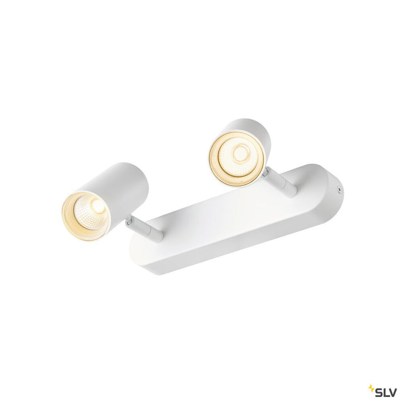 SLV 1008710 NOBLO®, wall and ceiling-mounted light, double, round, 3000 K, 12 W, PHASE, 32°, white