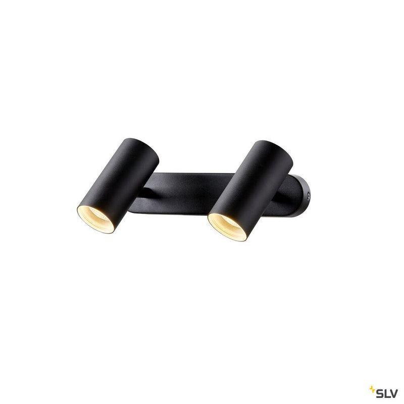 SLV 1008713 NOBLO®, wall and ceiling-mounted light, double, round, 3000 K, 12 W, PHASE, 32°, black