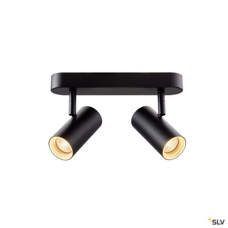 SLV 1008719 NOBLO®, wall and ceiling-mounted light, double, round, 2700 K, 12 W, PHASE, 32°, black