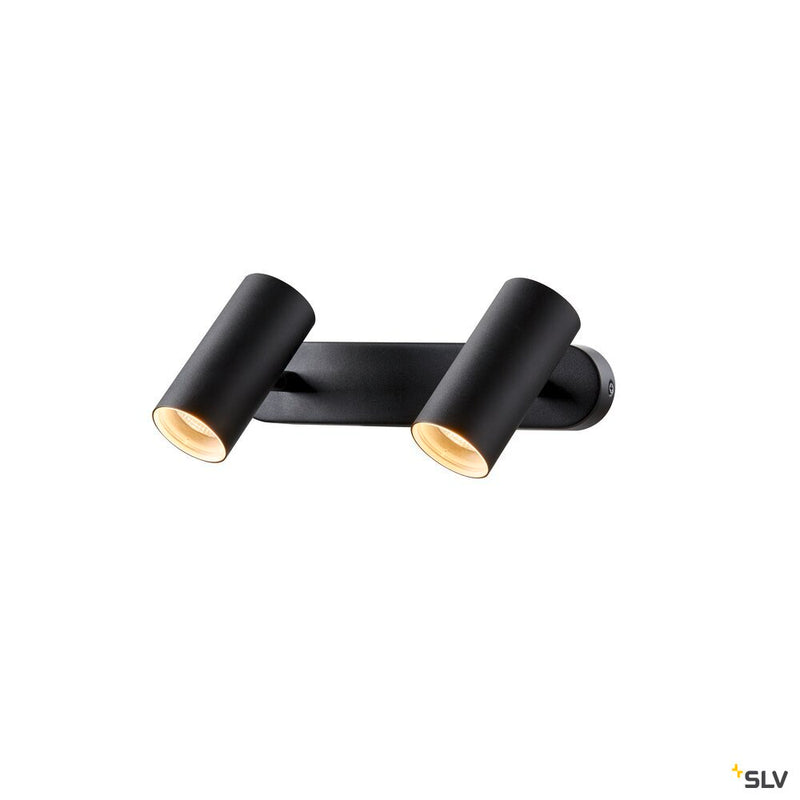 SLV 1008719 NOBLO®, wall and ceiling-mounted light, double, round, 2700 K, 12 W, PHASE, 32°, black
