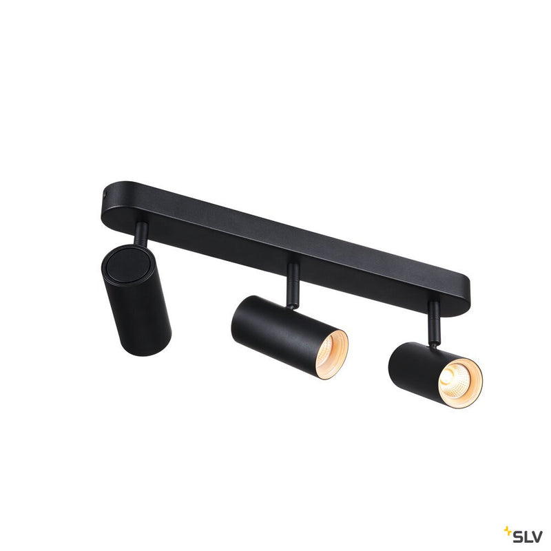 SLV 1008720 NOBLO®, wall and ceiling-mounted light, triple, round, 2700 K, 19 W, PHASE, 32°, black