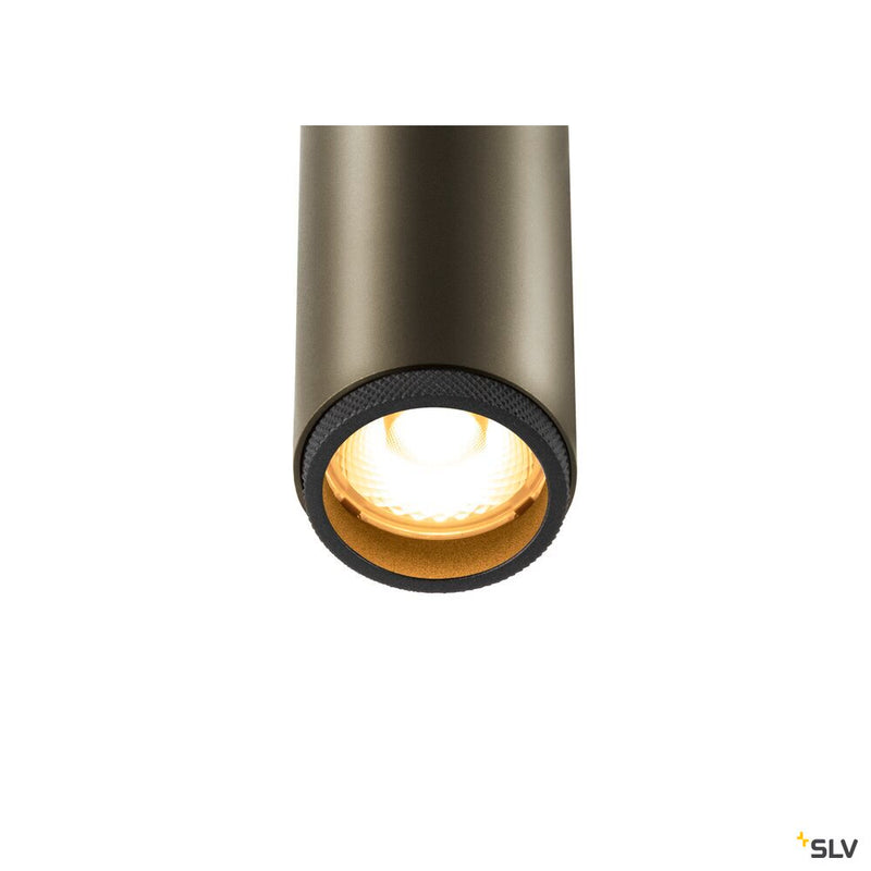 SLV 1009029 GRIP! S, 48V spot, deep & recessed track, cylindrical, 3000K, 9.8 Watt, DALI, 29°, bronze / black