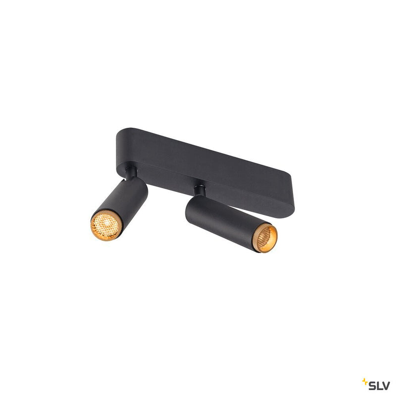SLV 1009046 GRIP! S, Ceiling-mounted light, double, PHASE, 2700K, 21W, 29°, black / gold
