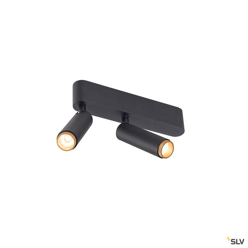 SLV 1009046 GRIP! S, Ceiling-mounted light, double, PHASE, 2700K, 21W, 29°, black / gold
