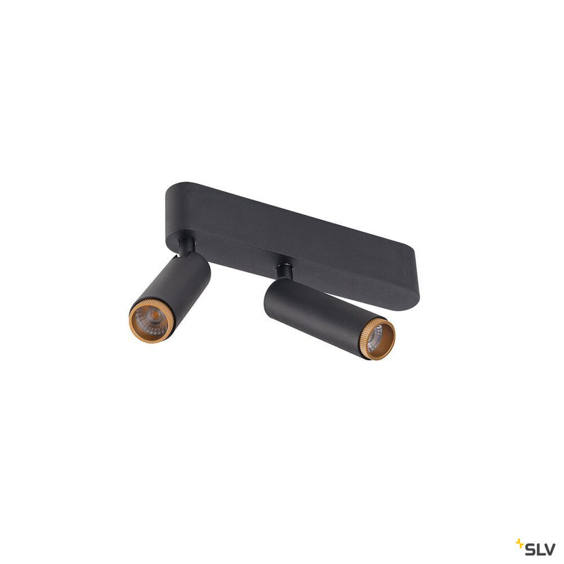 SLV 1009046 GRIP! S, Ceiling-mounted light, double, PHASE, 2700K, 21W, 29°, black / gold