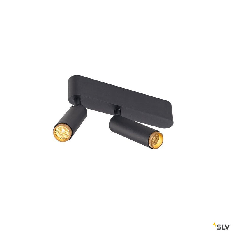 SLV 1009047 GRIP! S, Ceiling-mounted light, double, PHASE, 3000K, 21W, 29°, black / gold