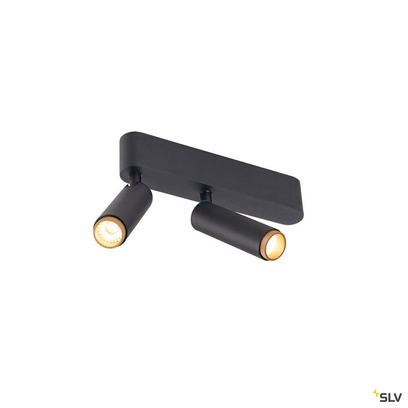 SLV 1009047 GRIP! S, Ceiling-mounted light, double, PHASE, 3000K, 21W, 29°, black / gold