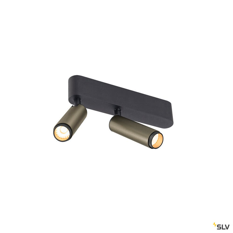 SLV 1009048 GRIP! S, surface-mounted ceiling light, double, PHASE, 2700 K, 21 W, 29°, bronze / black