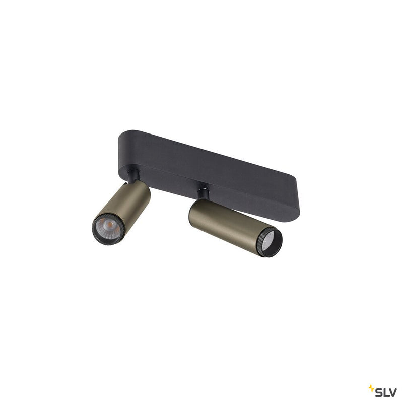 SLV 1009048 GRIP! S, surface-mounted ceiling light, double, PHASE, 2700 K, 21 W, 29°, bronze / black