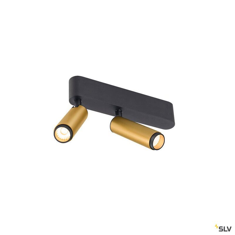 SLV 1009050 GRIP! S, Ceiling-mounted light, double, PHASE, 2700K, 21W, 29°, gold / black