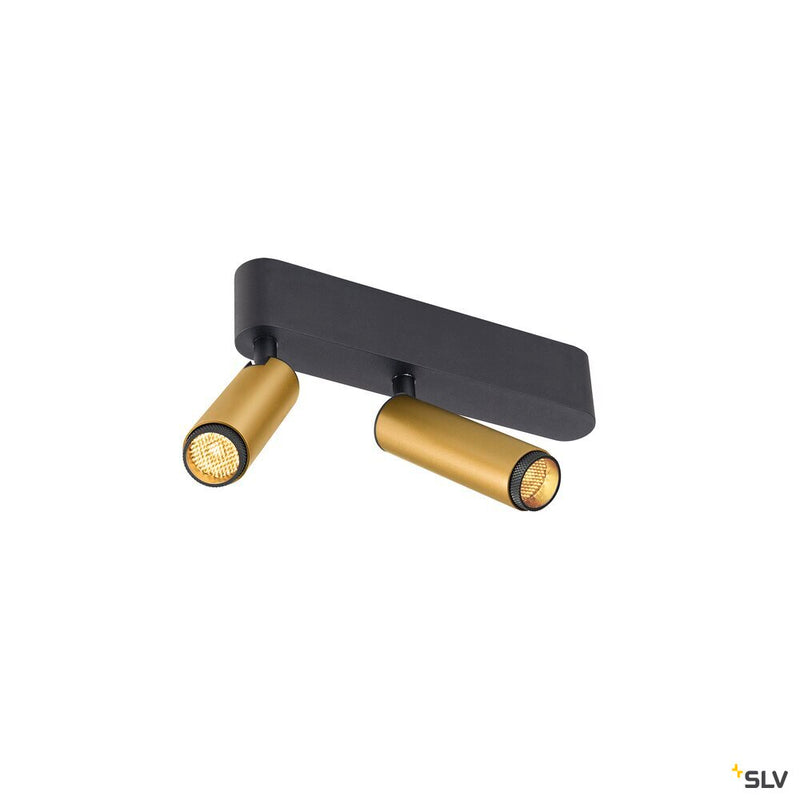 SLV 1009051 GRIP! S, Ceiling-mounted light, double, PHASE, 3000K, 21W, 29°, gold / black