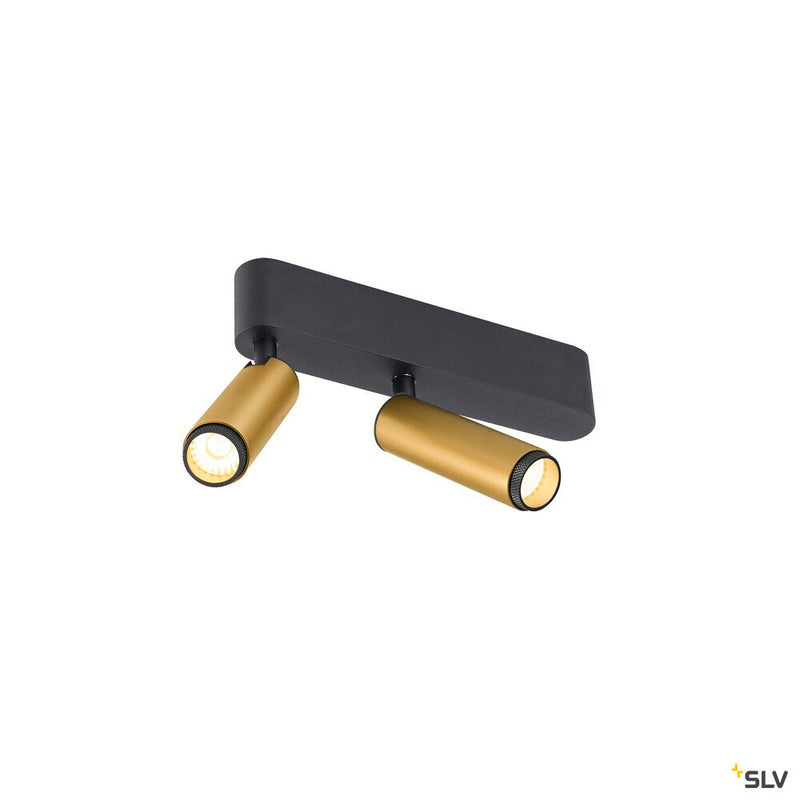 SLV 1009051 GRIP! S, Ceiling-mounted light, double, PHASE, 3000K, 21W, 29°, gold / black