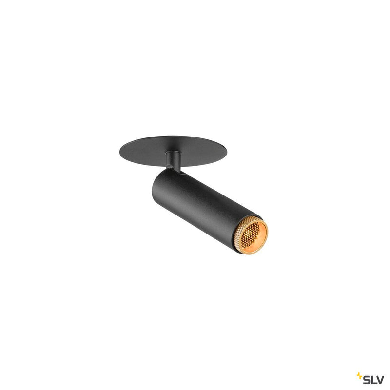 SLV 1009054 GRIP! S, Recessed ceiling light, PHASE, 2700 K, 29°, IP20, cylindrical, black / gold