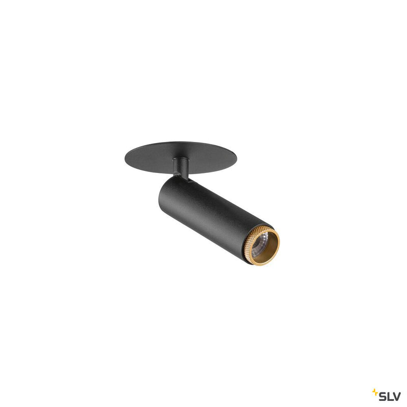 SLV 1009054 GRIP! S, Recessed ceiling light, PHASE, 2700 K, 29°, IP20, cylindrical, black / gold