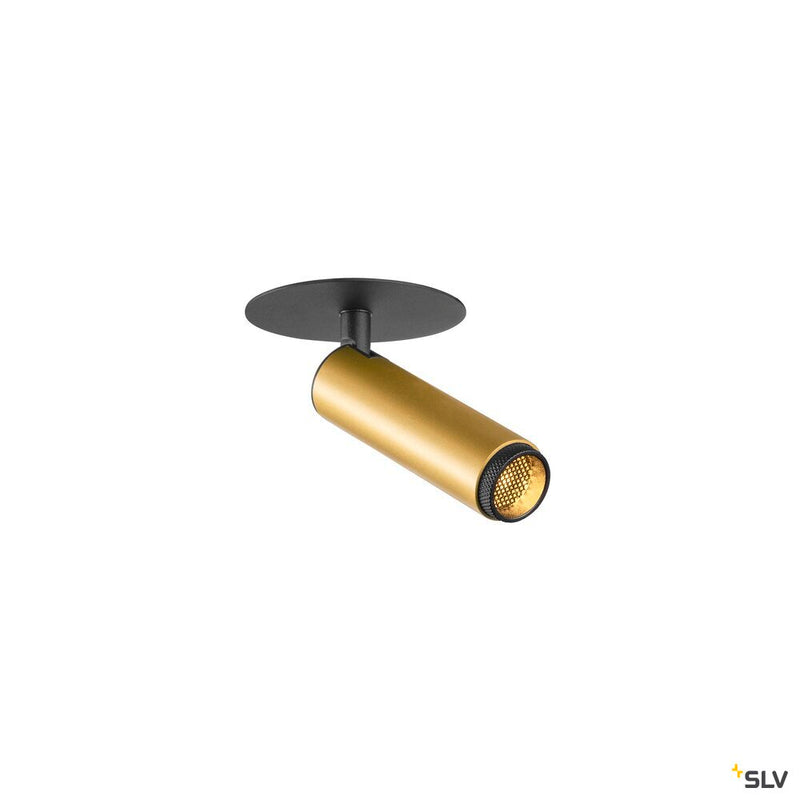 SLV 1009059 GRIP! S, Recessed ceiling light, PHASE, 3000 K, 29°, IP20, cylindrical, gold / black