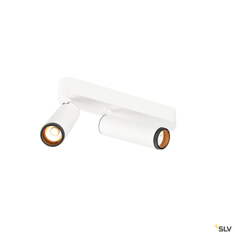 SLV 1009076 GRIP! M, Ceiling-mounted light, double, PHASE, 2700K, 28W, 42°, white / black