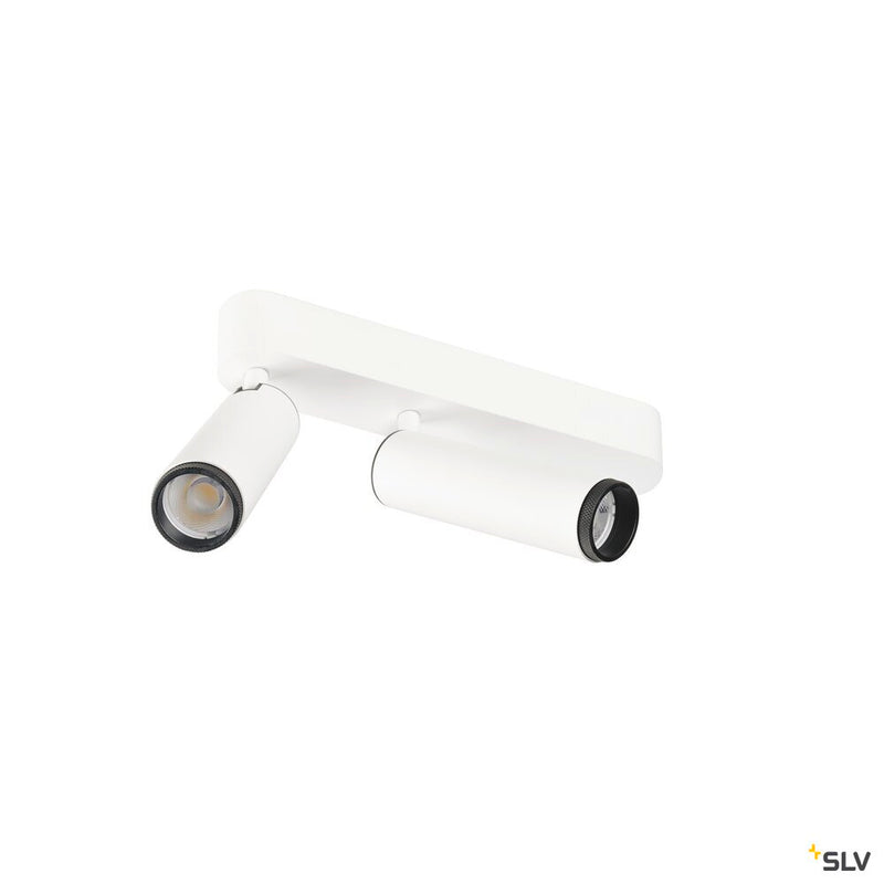 SLV 1009076 GRIP! M, Ceiling-mounted light, double, PHASE, 2700K, 28W, 42°, white / black