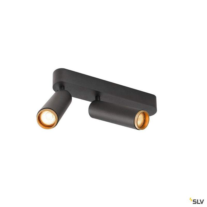 SLV 1009078 GRIP! M, Ceiling-mounted light, double, PHASE, 2700K, 28W, 42°, black / gold