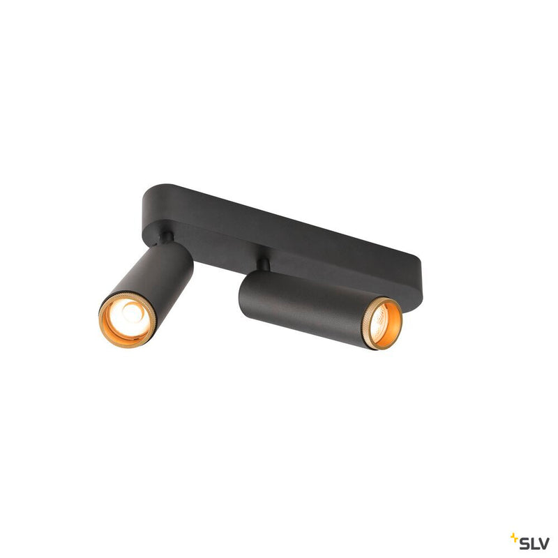 SLV 1009078 GRIP! M, Ceiling-mounted light, double, PHASE, 2700K, 28W, 42°, black / gold
