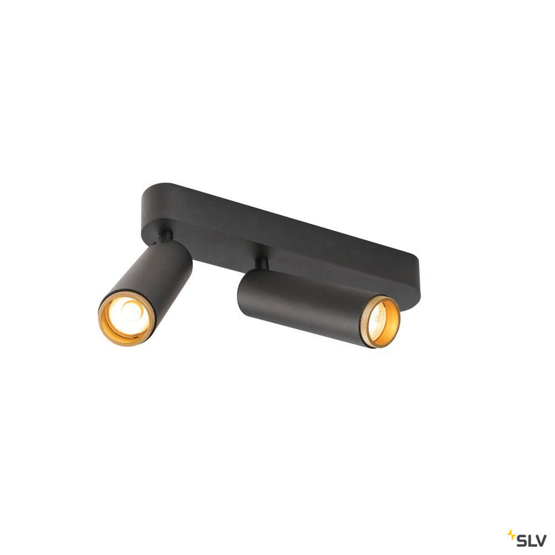 SLV 1009079 GRIP! M, Ceiling-mounted light, double, PHASE, 3000K, 28W, 42°, black / gold