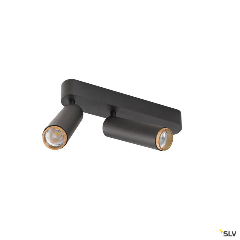 SLV 1009079 GRIP! M, Ceiling-mounted light, double, PHASE, 3000K, 28W, 42°, black / gold