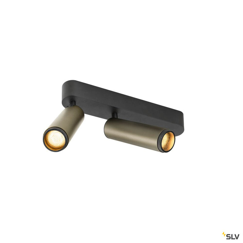 SLV 1009081 GRIP! M, Ceiling-mounted light, double, PHASE, 3000K, 28W, 42°, bronze / black