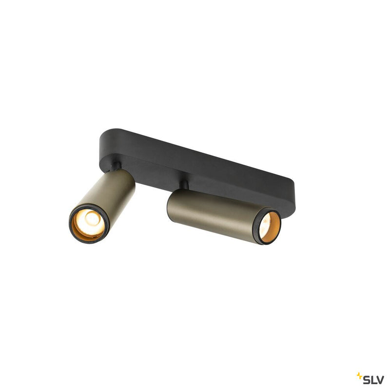 SLV 1009081 GRIP! M, Ceiling-mounted light, double, PHASE, 3000K, 28W, 42°, bronze / black