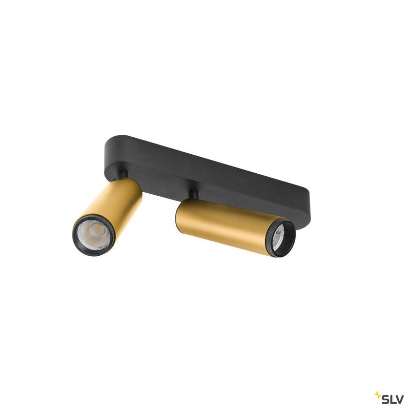 SLV 1009082 GRIP! M, Ceiling-mounted light, double, PHASE, 2700K, 28W, 42°, gold / black