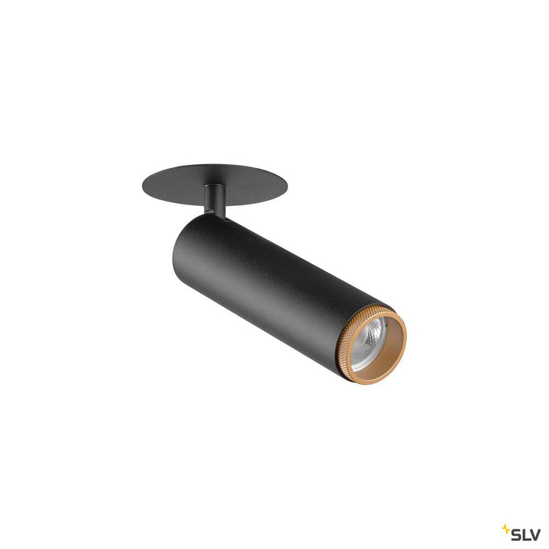 SLV 1009086 GRIP! M, Recessed ceiling light, PHASE, 2700 K, 42°, IP20, cylindrical, black / gold