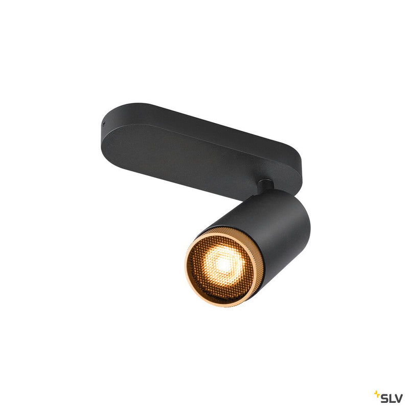 SLV 1009093 GRIP! L, SPOT CL, single, QPAR51, ceiling-mounted light, cylindrical, 1 x max. 6 W, black / gold