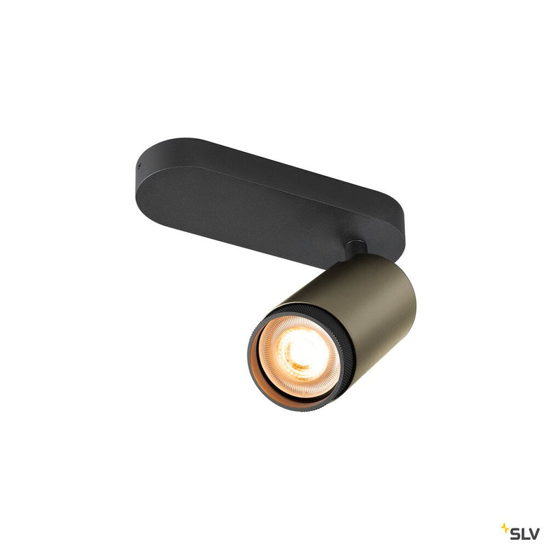 SLV 1009094 GRIP! L, SPOT CL, single, QPAR51, ceiling-mounted light, cylindrical, 1 x max. 6 W, bronze / black